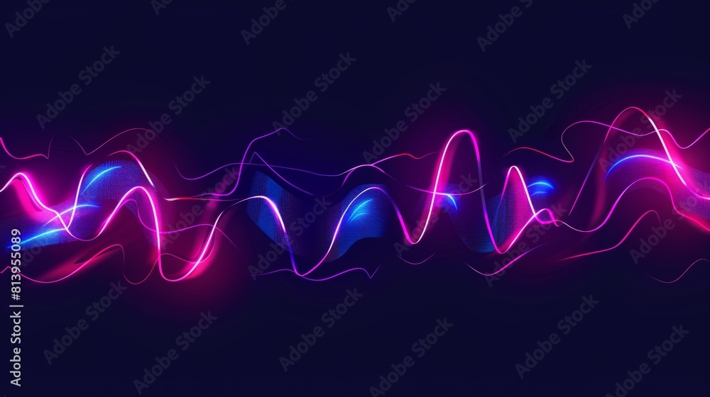 Poster the neon audio voice frequency wave and abstract sound light modern background. the radio pulse effe