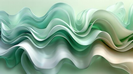 Fototapeta premium A wave of green and white shades on a lighter green backdrop with a balanced color palette