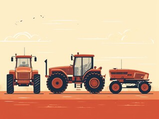 Energy conservation in farm machinery flat design front view Resource management theme water color Monochromatic Color Scheme