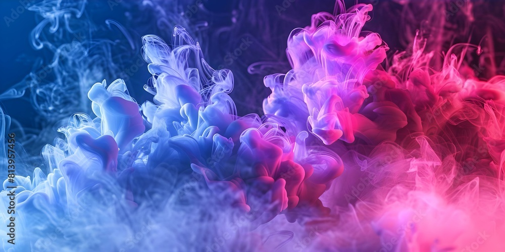 Poster creating a realistic d image of ink in water with abstract background. concept 3d visualization, ink