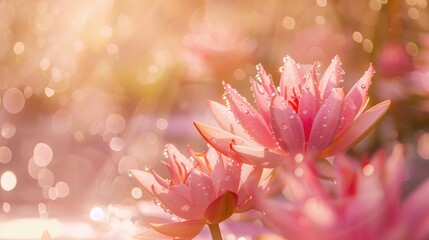 Close-up of pink flowers covered in water droplets. Perfect for nature backgrounds - Powered by Adobe