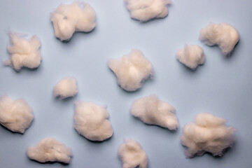 Cotton clouds on a sky blue background, business concept