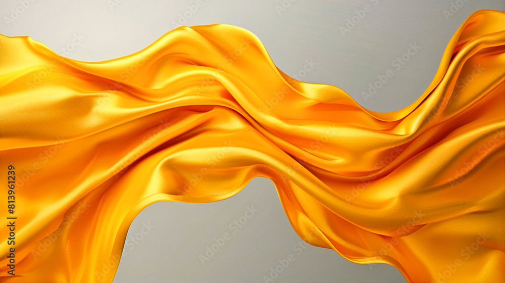 Poster satin smooth fabric of golden color isolated on transparent background. design element, abstract bac