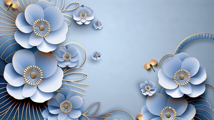   Blue and gold backgrounds with flowers on either side