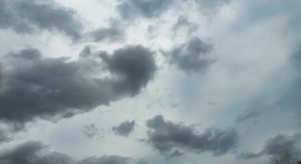 Dramatic, dark, blue cloudy sky overlay. Dramatic sky and lightning. Bad weather with dark clouds. Rain And Thunderstorm