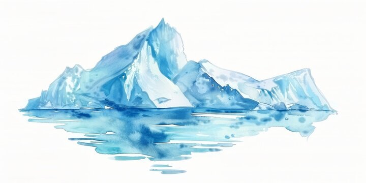 The image shows a large iceberg floating in the ocean