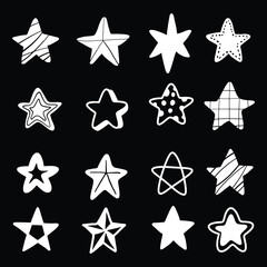 Set of hand drawn stars