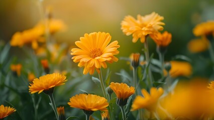 The Healing Symbolism of Calendula Flowers: Yellow Petals Opening Hearts to Love. Concept Flower Meanings, Symbolism, Healing Powers, Calendula Benefits, Yellow Flowers