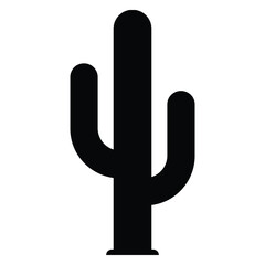 Cactus vector icon. Black silhouette. Logo symbol desert flower botanica plant garden summer tropical illustration doodle.