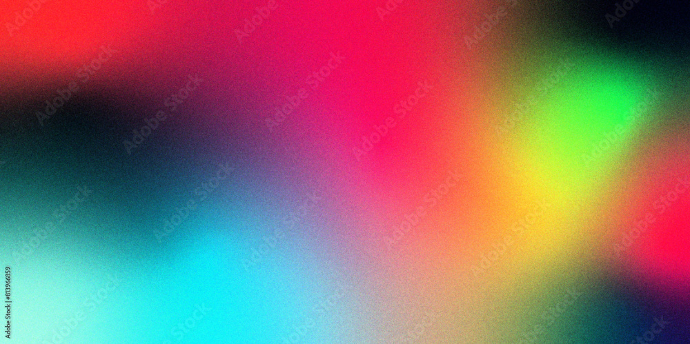 Poster abstract pink yellow blue purple vibrant color gradient with dark grainy noise and texture. pastel c