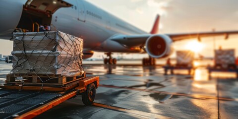 The cargo is being loaded onto the plane.