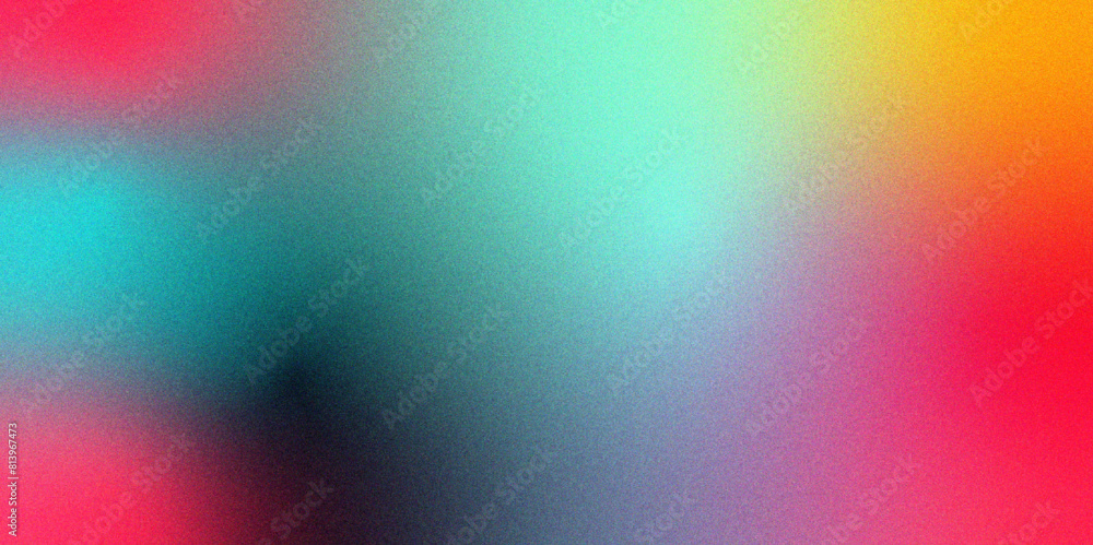 Poster abstract orange teal magenta purple vibrant color gradient with dark grainy noise and texture. paste