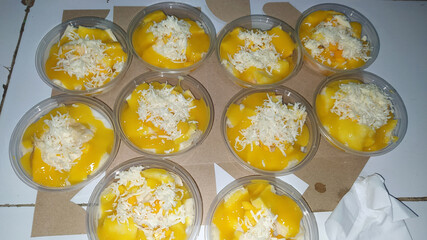 Fruit salad in packaging ready to be sold