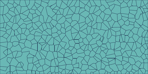 Obraz premium Blue color Broken Stained-Glass Background with black lines. Voronoi diagram background. Seamless pattern with 3d shapes vector Vintage Illustration background. Geometric Retro tiles pattern