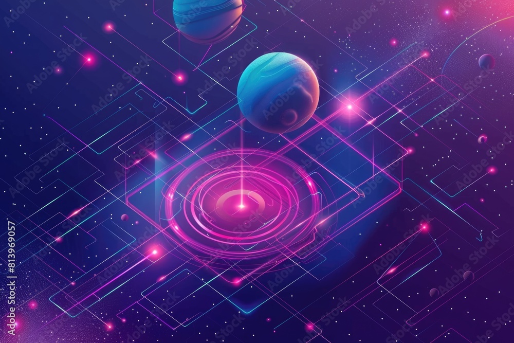 Poster a stunning view of planets and stars in outer space. ideal for science and astronomy concepts