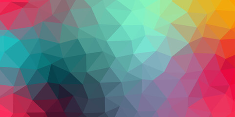 Rainbow vector polygon abstract background. Colorful shining triangular template.  Geometric background in Origami style with gradient. Trendy Low poly polygonal banner template.
