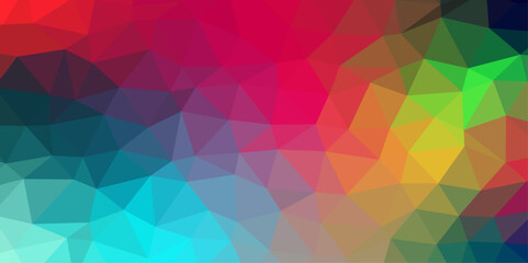 Rainbow vector polygon abstract background. Colorful shining triangular template.  Geometric background in Origami style with gradient. Trendy Low poly polygonal banner template.