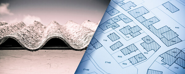 Asbestos roof detail - one of the most dangerous materials in the construction industry - concept...