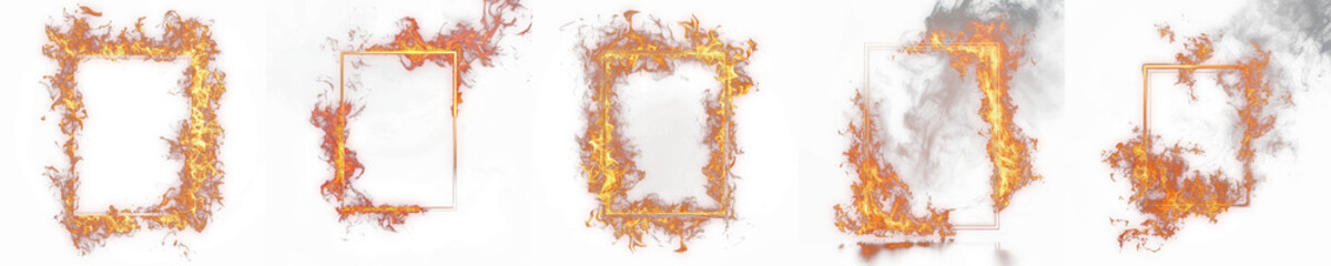 Fiery frames with ice evolving in flames