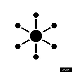 Hub and Spoke, Network Connection, Central database vector icon in glyph style design for website, app, UI, isolated on white background. Vector illustration.
