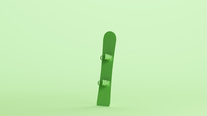 Green snowboard snowboarding winter holiday seasonal extreme sports mint background 3d illustration render digital rendering