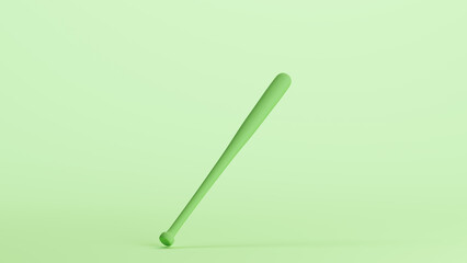 Green baseball bat sports game equipment soft tones mint background 3d illustration render digital rendering