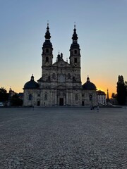 church of in the centre of fulda germany at sunset