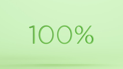 Green 100 percent % sign business discount symbol mint background 3d illustration render digital rendering