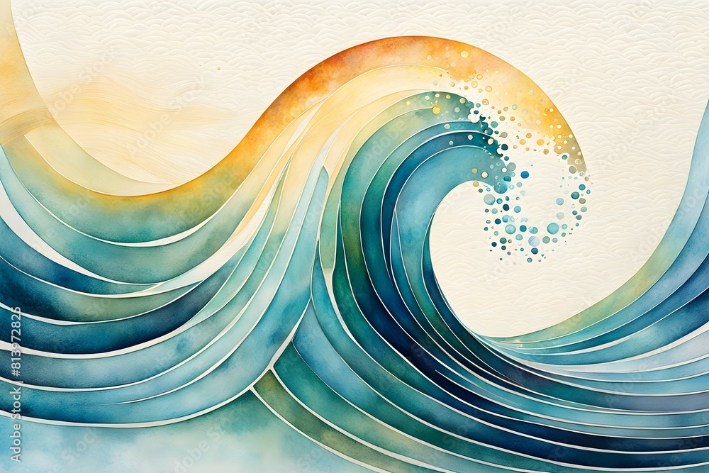 Poster Gradient abstract waves curving elegantly across background