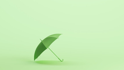 Green umbrella weather rain protection sun parasol sunshade mint background 3d illustration render digital rendering © paul