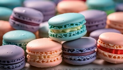 Obraz premium colorful macaroons on wooden table