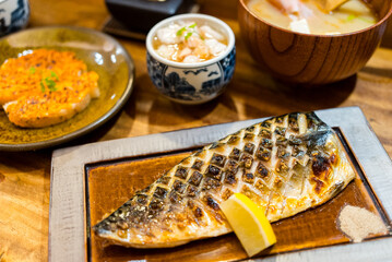 Japanese grill fish in the restaurant