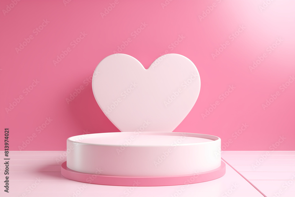 Poster minimal background, mock up with podium for product display,abstract white geometry shape background