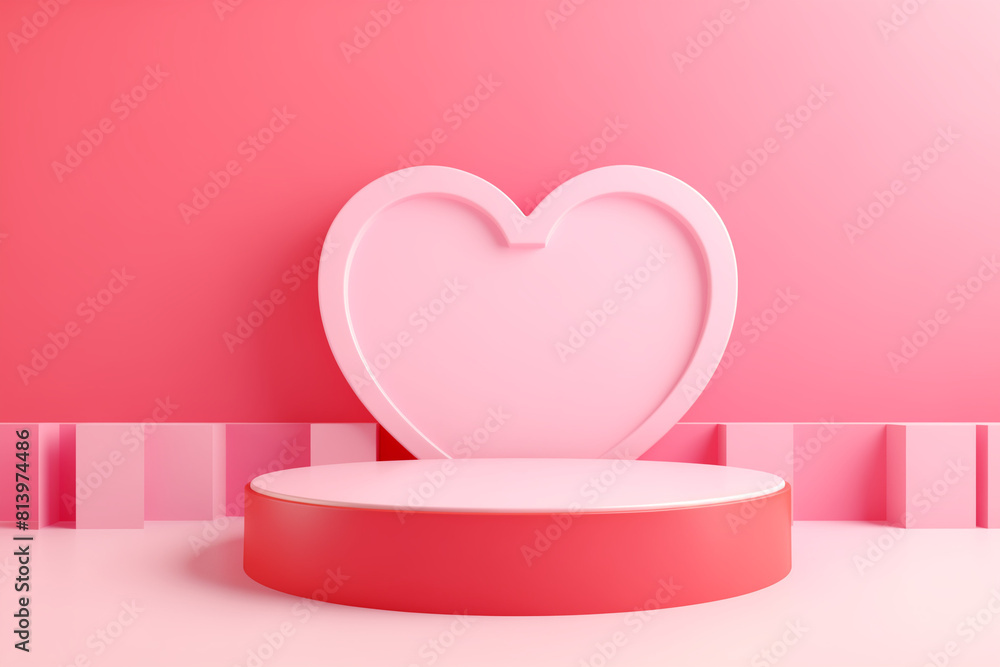 Poster minimal background, mock up with podium for product display,abstract white geometry shape background
