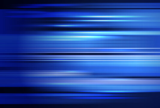 High speed light lines vector background, blue dynamic motion, trails with motion blur effect, high speed movement