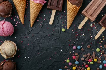 Chocolate ice cream on a dark background