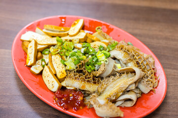 Taiwanese local food store with braised tofu