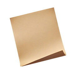 Fototapeta premium Blank sheet of textured brown paper with folded corners isolated on transparent background png file