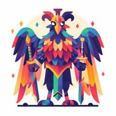 Mythical Rooster Warrior Illustration