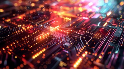 Quantum computer processor, extreme closeup, glowing qubits, highcontrast lighting