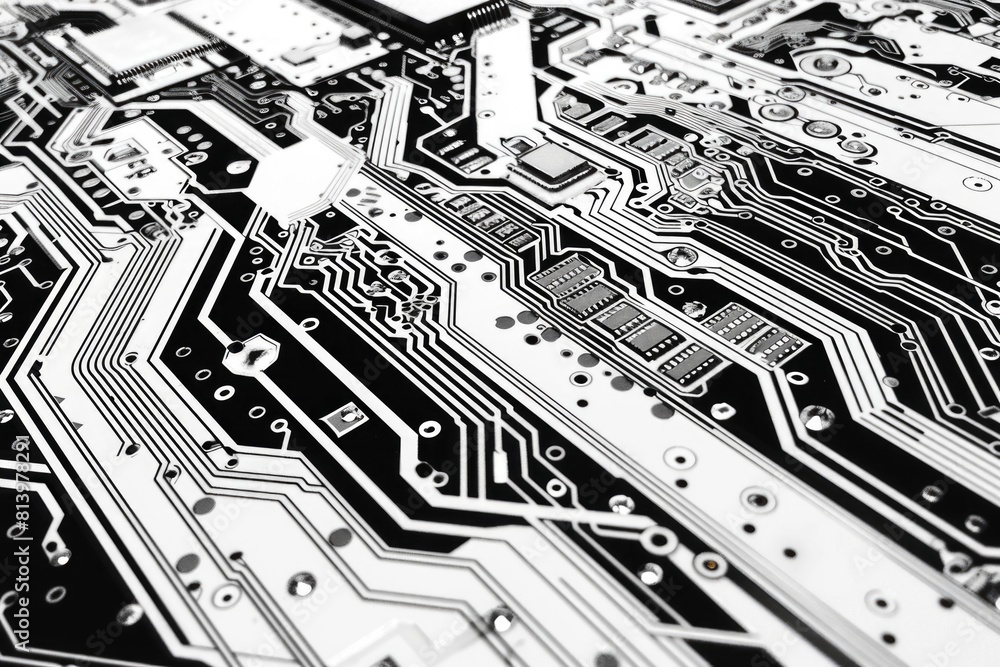 Aufkleber detailed black and white image of a computer circuit board. suitable for technology concepts