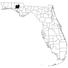 Map of Washington County in Florida state on white background. single County map highlighted by black colour on Florida map. UNITED STATES, US