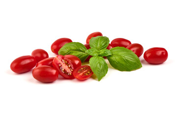 Fresh cherry tomatoes, isolated on white background