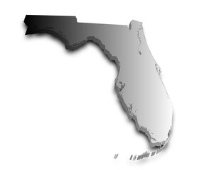 3d Map of Florida state with color.  United State of America, US, United State.
