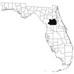 Fototapeta premium Map of Marion County in Florida state on white background. single County map highlighted by black colour on Florida map. UNITED STATES, US