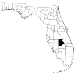 Map of highlands County in Florida state on white background. single County map highlighted by black colour on Florida map. UNITED STATES, US