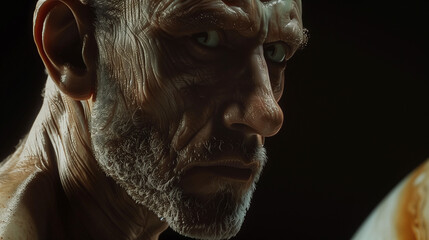 Jupiter humanization. Planet Jupiter if it were a man. Set Solar system planets, astronomy humanization, science art. Model's appearance symbolizes the color of Jupiter, its traits