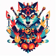 Abstract Tribal Wolf Artwork