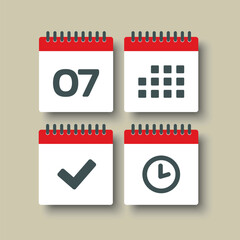 Icon page calendar - 7 day, agenda, timer, done