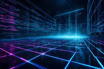 Naklejka premium Technology digital abstract background. Colorful, Futuristic impression, with glowing and light effects